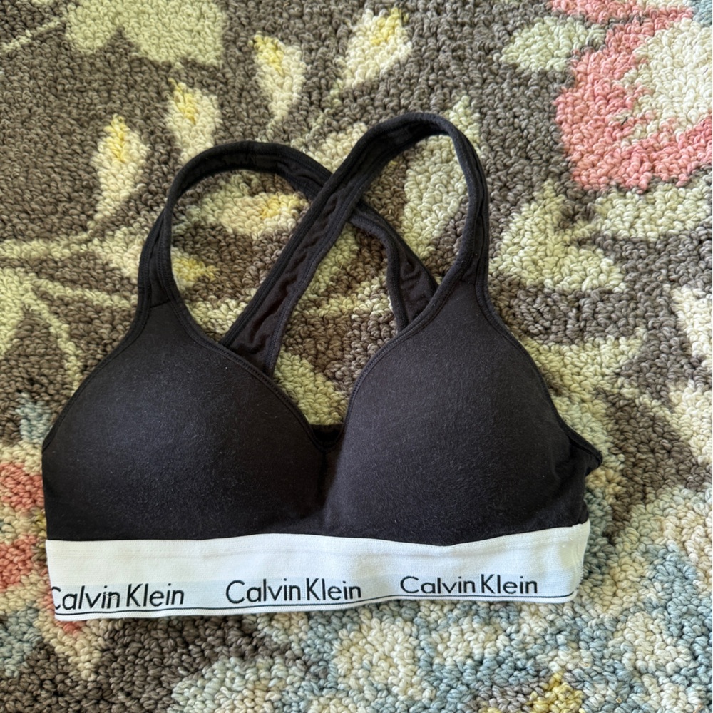 Calvin Klein Black and White Logo Sports Bra